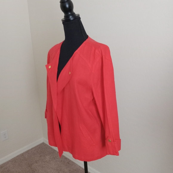 Chico's Open Front 100% Linen Cardigan Jacket - Red/Orange Blazer Size 3/XL - Picture 7 of 11